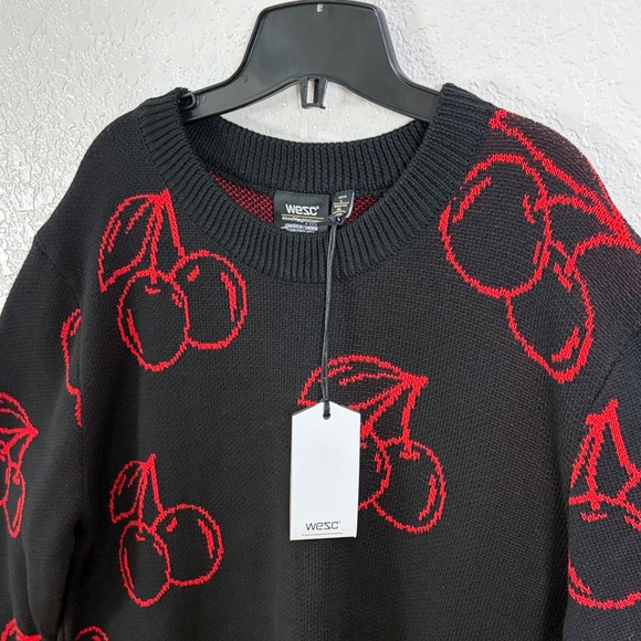 WESC,Size XL,Black Sweater with Red Cherry Pattern - Picture 4 of 17